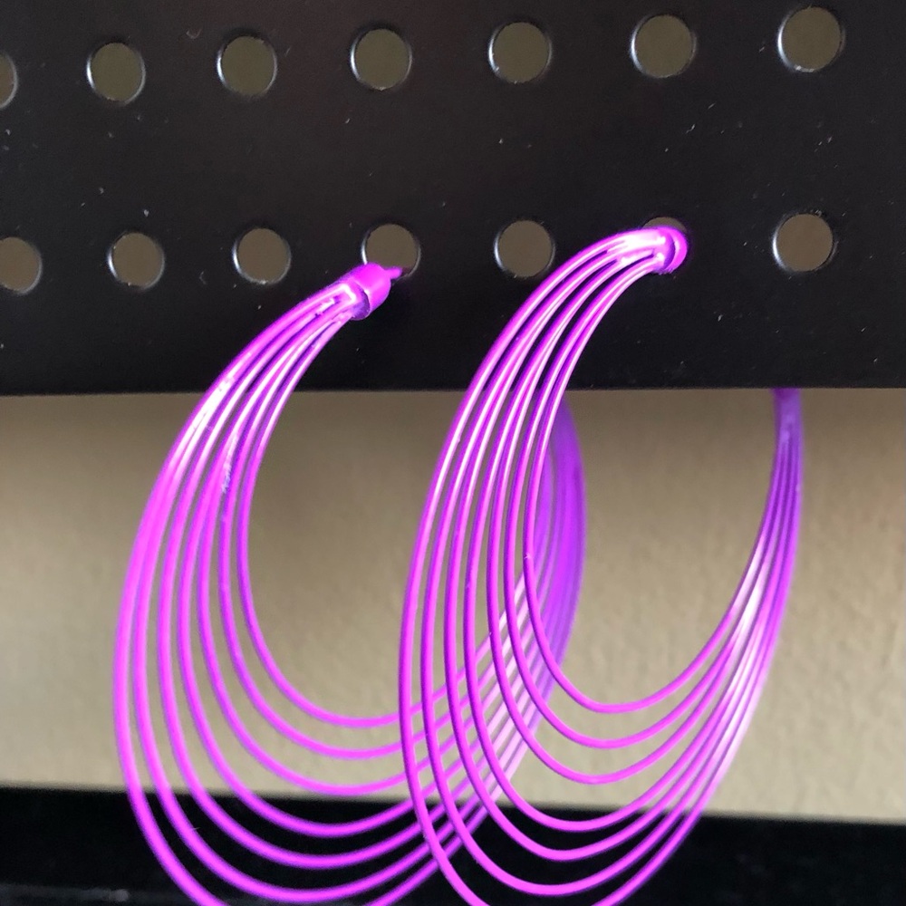 Vibrant Purple Multi-Hoop Women’s Earrings
